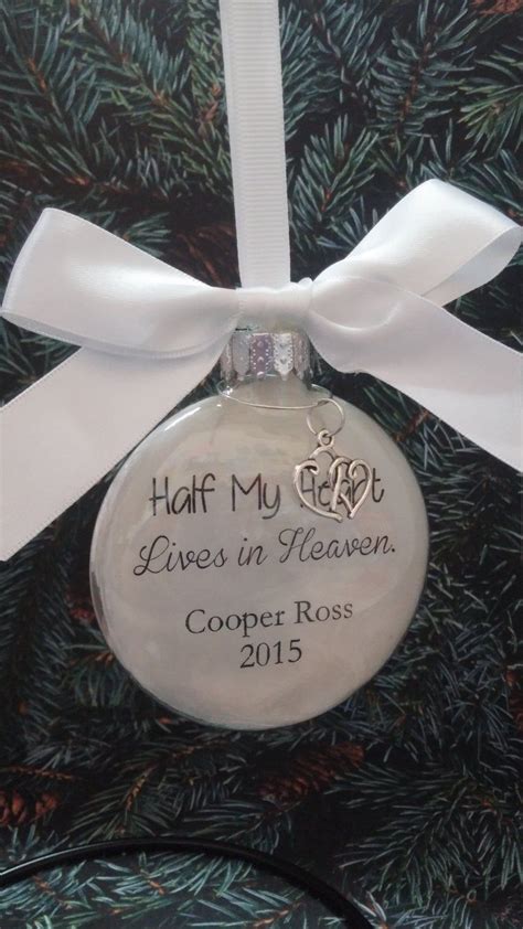 Personalized Memorial Christmas Ornament Half My Heart Lives Etsy