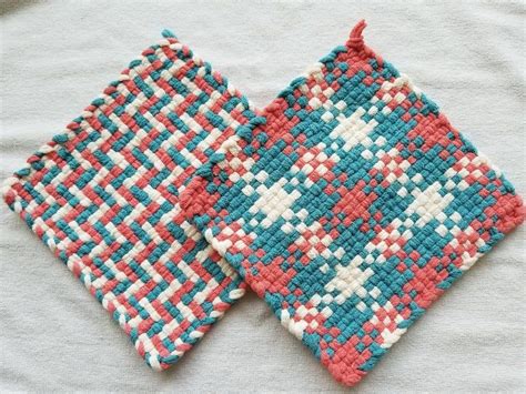 Hand Woven Potholders Crochet Potholder Patterns Potholder Loom
