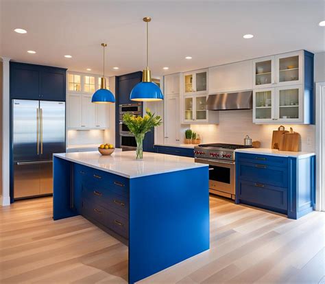 Cleverly Use Blue Pendant Lights To Showcase Your Kitchen Island