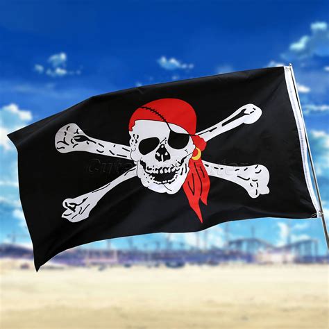 Fashion Skull Crossbones Pirate Flag Jolly Roger Polyester Hanging