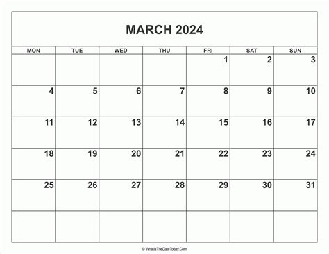 2024 March Calendar With Holidays Printable Full Year Wise Dulcea