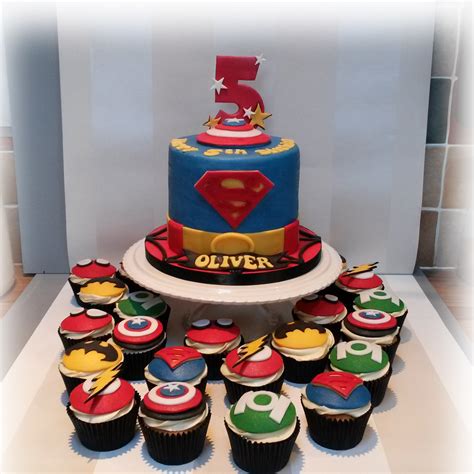 Superhero Cake And Cupcakes Bakealous