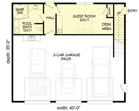 3 Car Detached Garage Plan With Guest Room Bath And Loft 68706vr