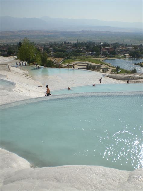 Pamukale In Turkey Natural Swimming Pool In A White