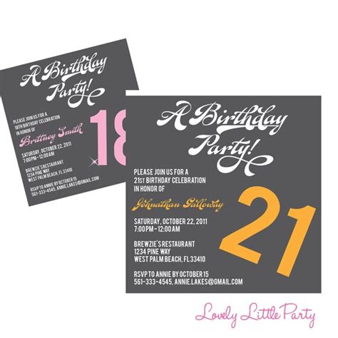 Diy Printable Teenadult Birthday Party Invitation Lovely