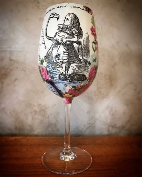 Alice In Wonderland Wine Glass Perfect For A Grown Up Tea Etsy Uk