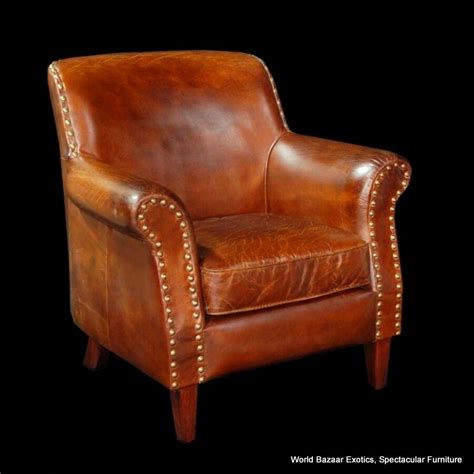 A good taste adds also a glaze. 34" Wide club chair vintage brown cigar Italian leather ...