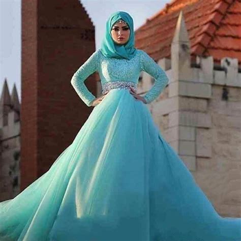 New Arrival Islamic Muslim Evening Dress Long Sleeve Beadings Lace