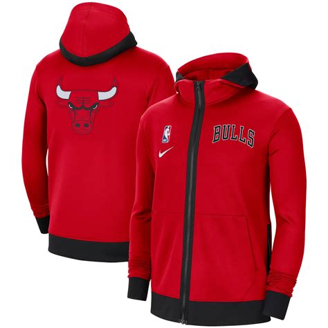 Mens Nike Red Chicago Bulls Authentic Showtime Performance Full Zip