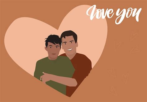 Premium Vector Valentines Day Gay Couple Vector Illustration