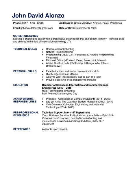 Sample Resume Formats For Fresh Graduates Jobstreet Philippines How To Write A Resume With
