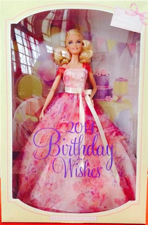A Barbie Doll Wearing A Pink Dress And Tiara With The Words Happy Birthday Wishes On It