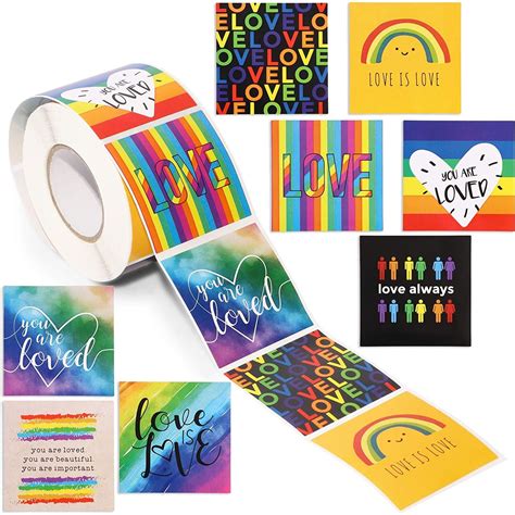 Gay Pride Sticker Roll Total Lgbtq Stickers Rainbow Love Is Love You Are Loved Designs