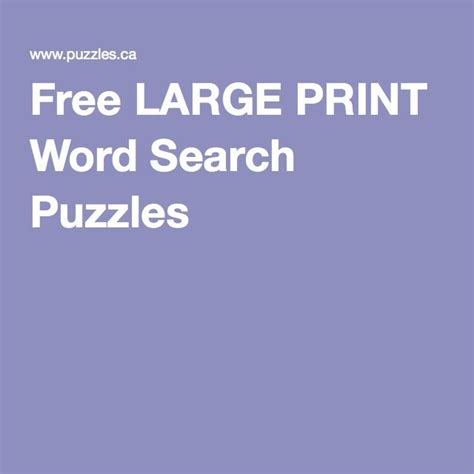 Free Large Print Word Search Puzzles Word Search