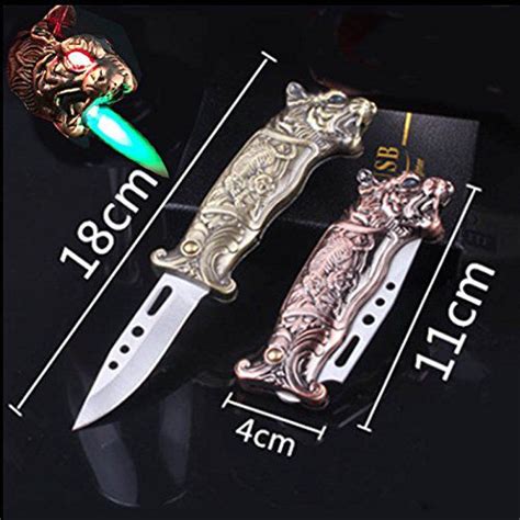 Tiger Design Knife With Light Stylish Refillable Cigarette Lighter