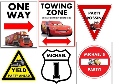 Cars Lightning McQueen And Mater Theme Customized Birthday Party Signs