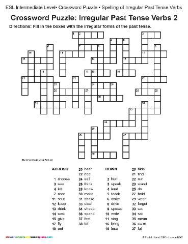 You can play the crossword from this page or print it. 18 Best Images of Irregular Verb Worksheets Free - Irregular Verbs Worksheets, Irregular Plural ...