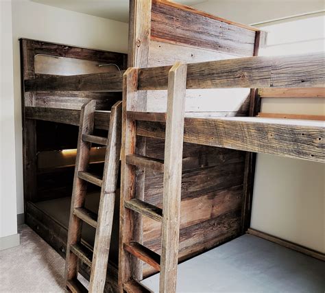 These Custom Built In Bunk Beds Were Constructed From Grey Reclaimed