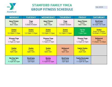 Group Fitness Schedule - Stamford Family YMCA