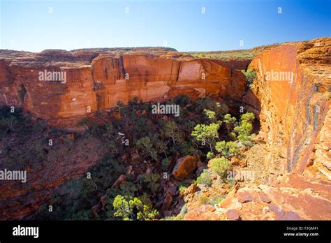The View Into A Gorge From A Cliff Edge At Kings Canyon In Northern