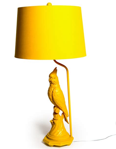 Matt Mustard Yelloworange Parrot Table Lamp W Metallic Lined Shade