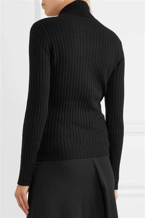 Allude Ribbed Cashmere Turtleneck Sweater In Black Lyst