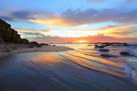 Magnificent Sunrise Morning At The Beach Australia Stock