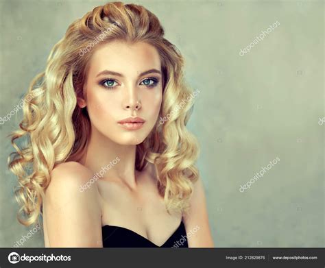 Blond Girl Long Shiny Curly Hair Beautiful Model Woman Curly Stock Photo By Sofia Zhuravets