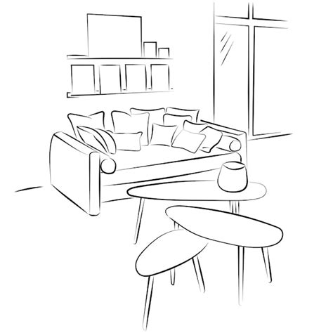 Premium Vector Sketchy Illustration Of Living Room Interiorvector