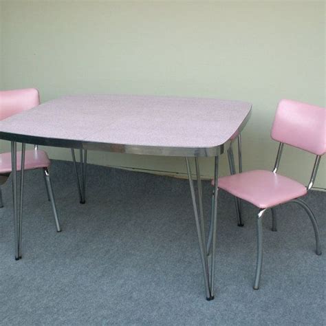 Vintage Pink And Gray Formica Table With Two Chairs Etsy Formica