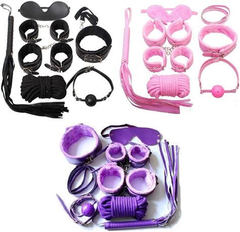 Adult Game 7 Pcsset Pu Leather Handcuffs Whip Collar Erotic Toy For Couple Fetish