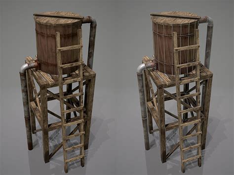 3d Model Wooden Water Tower Vr Ar Low Poly Cgtrader