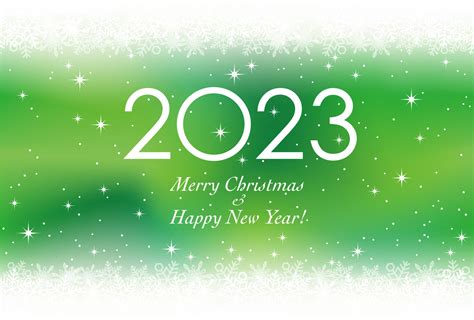 The Year 2023 Christmas And New Years Greeting Card With Snowflakes On