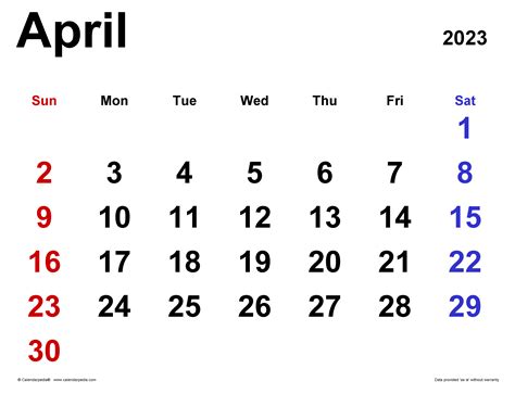 April 2023 Calendar Templates For Word Excel And Pdf