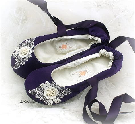 Navy Blue Wedding Flats Elegant Satin Bridal Shoes With Sheer Etsy
