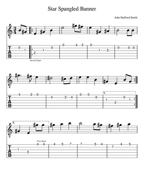 Star Spangled Banner For Guitar Douglas R Bell
