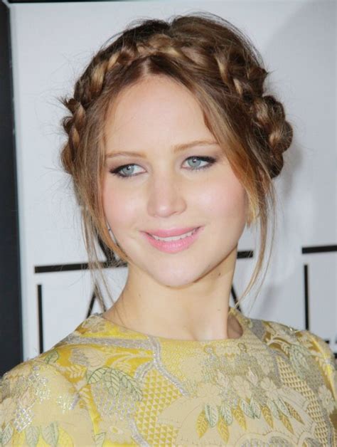 Jennifer Lawrence Wearing Her Hair In A Braided Up Style