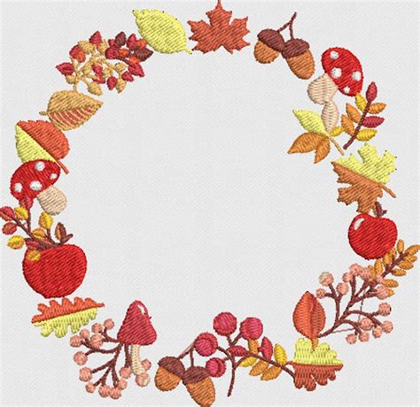 Autumn wreath machine embroidery design fall embroidery fall | Etsy