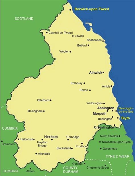 Northumberland Northumberland Map Berwick Upon Tweed