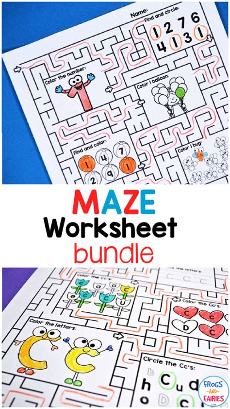 Maze Worksheet Bundle Frogs And Fairies