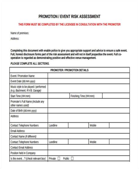 23 Risk Assessment Form Examples Free And Premium Templates