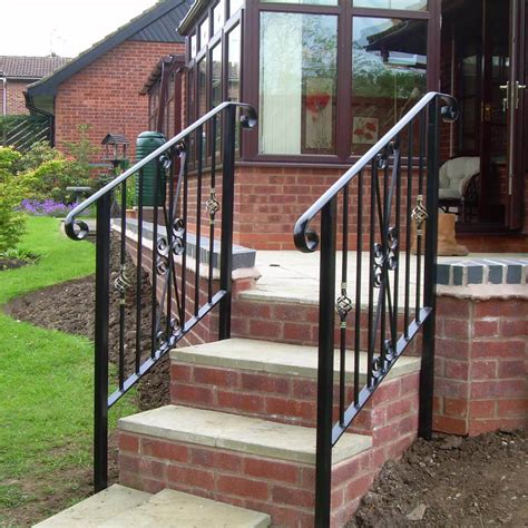 Our iron x handrail line produces a safer environment while maintaining the beauty of the entrance. Metal Handrails » Ironcraft