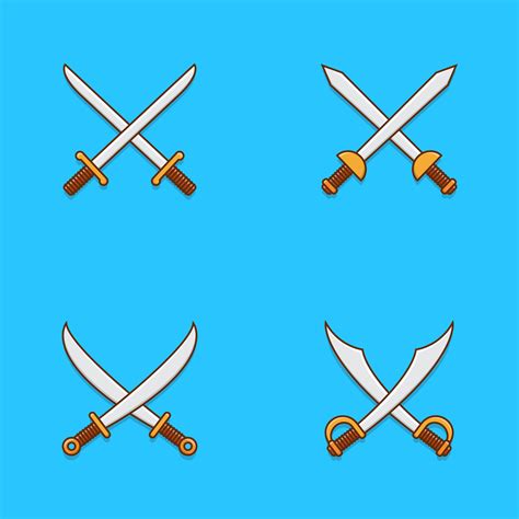 Crossed Swords Vector Icon Illustration Beautiful Two Swords Sword