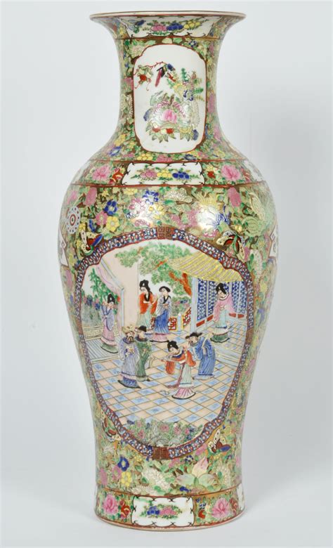 Tall Oriental Porcelain Vase Ebth
