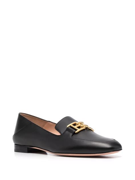 Bally Womens Elely Collapsible Plain Toe Loafers In Black Modesens