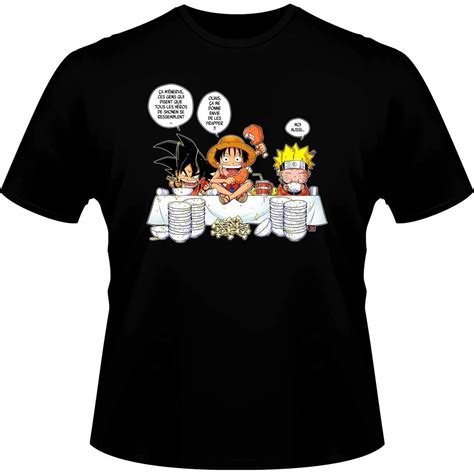 Goku vs naruto vs luffy vs. T-Shirts Manga - Parodie Luffy de One Piece X Naruto X ...
