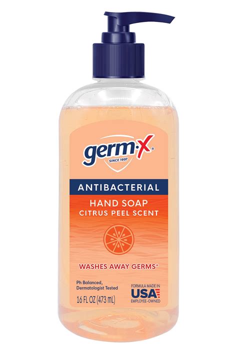 Germ X Citrus Peel Scent 16 Oz Antibacterial Liquid Hand Soap Germ X