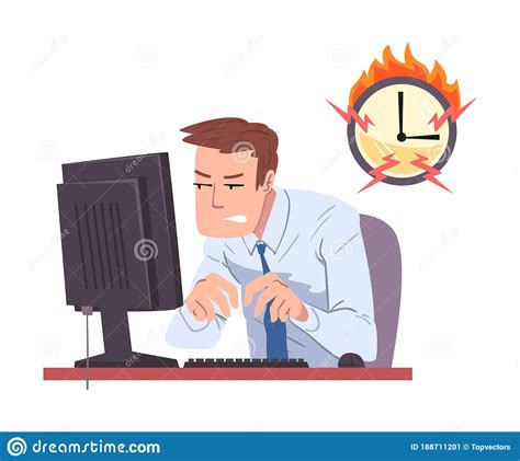 Businessman Working Overtime At Deadline, Overloaded Male ...