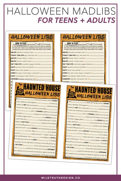 Funny Halloween Mad Lib For Adults And Teens Haunted House Game Wild