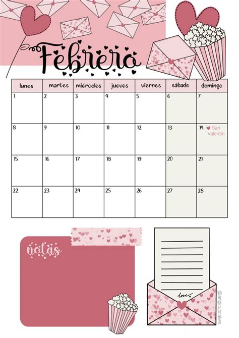 Calendario Febrero Angicupcakes Calendario Kawaii Calendario De